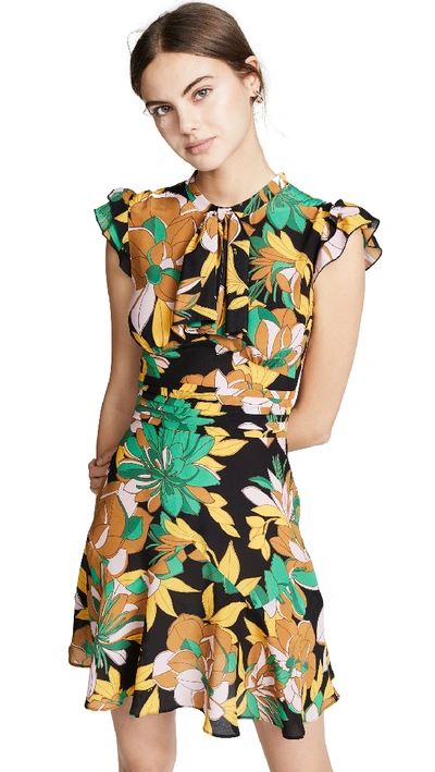 N°21 Floral-print Cap-sleeve Silk Dress In Multi