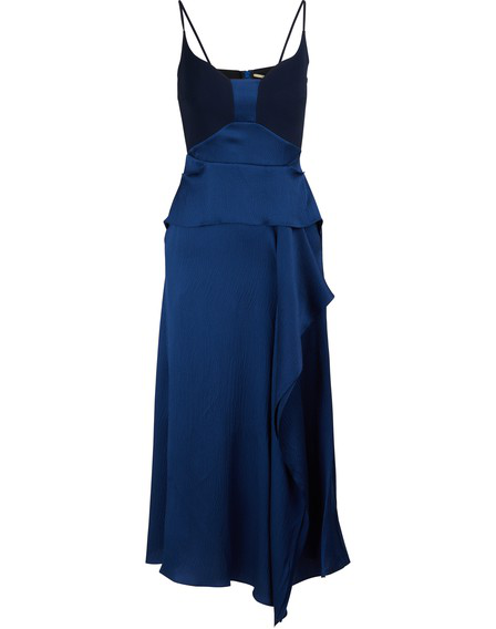 Roland Mouret Off Shoulders Midi Dress In Ultramarine Navy | ModeSens