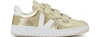 Veja V-12 Metallic Velcro Sneakers In Gold White