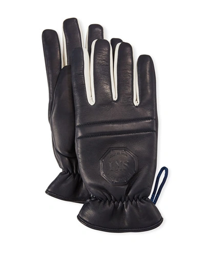 Stefano Ricci Men's Logo-embossed Calfskin Leather Gloves In Brown