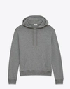 Saint Laurent Logo-print Drawstring Hoodie In Gris Chine