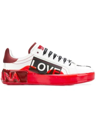 Dolce & Gabbana Portofino Love Melt Sneakers In Red