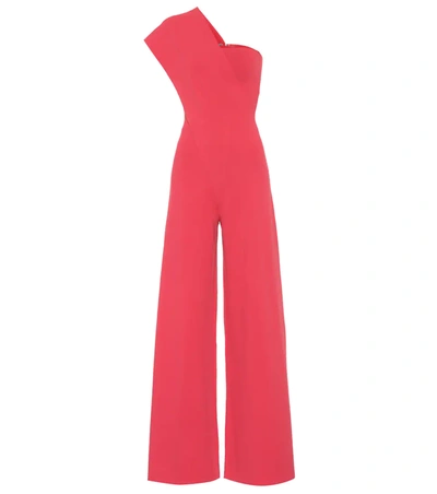 Stella Mccartney One-shoulder Wide-leg Knit Jumpsuit In Pinksuns