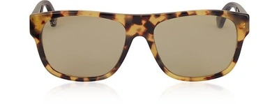 Gucci Sunglasses Gg0341s Rectangular-frame Acetate Sunglasses In Havana Doré/ Vert