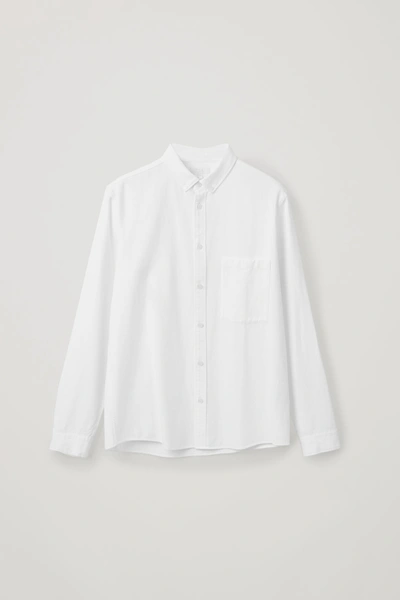 Cos Cotton Button-down Shirt In White
