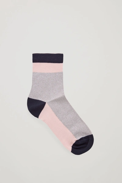 Cos Colour-block Metallic Socks In Pink