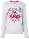 Kenzo Tiger-embroidered Cotton Sweatshirt In Grey