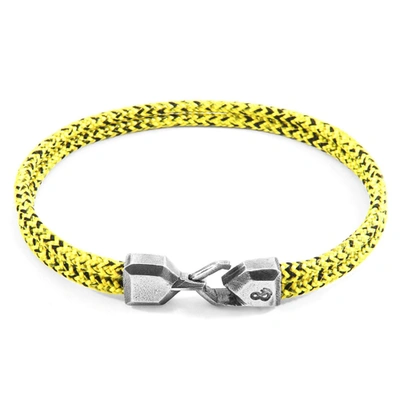 Anchor & Crew Yellow Noir Cromer Silver And Rope Bracelet
