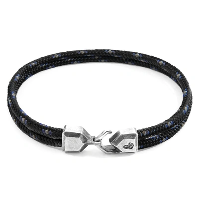 Anchor & Crew Black Cromer Silver And Rope Bracelet