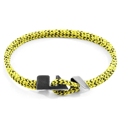 Anchor & Crew Yellow Noir Brixham Silver And Rope Bracelet