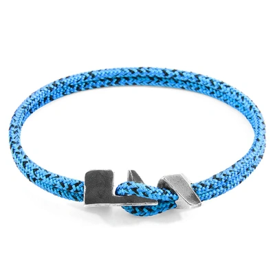 Anchor & Crew Blue Noir Brixham Silver And Rope Bracelet