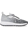 Prada Knitted Lace-up Sneakers In Silver