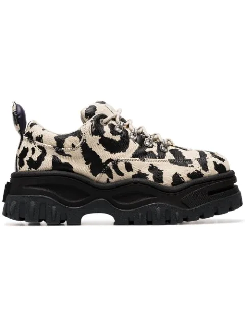 Eytys Angel Leopard-print Cotton-canvas Platform Sneakers In Leopard Print  | ModeSens