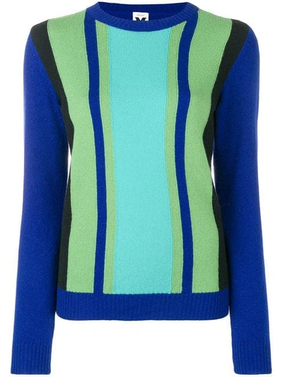 M Missoni Missoni Blue Striped Pattern Wool Sweater In Green