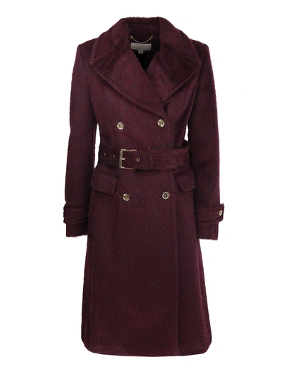 Michael Kors Double-breasted Coat In Bordeaux