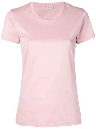Moncler Cotton Jersey T-shirt W/ Logo Patch In Pink