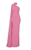 Brandon Maxwell Asymmetric Sash Gown In Pink