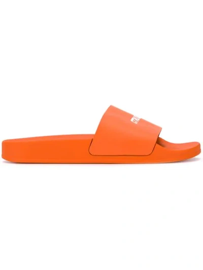 Heron Preston Logo Rubber Slide Sandals In Orange