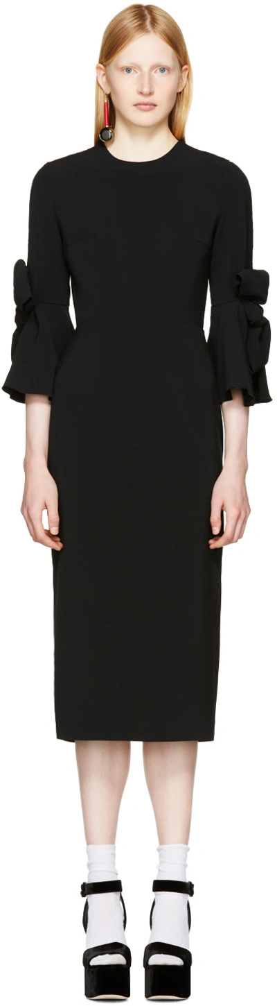 Roksanda Lavete Bow-sleeved Crepe Midi Dress In Black
