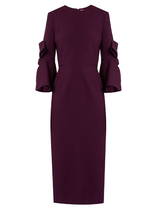 Roksanda Lavete Bow-sleeved Crepe Midi Dress In Mulberry-purple | ModeSens