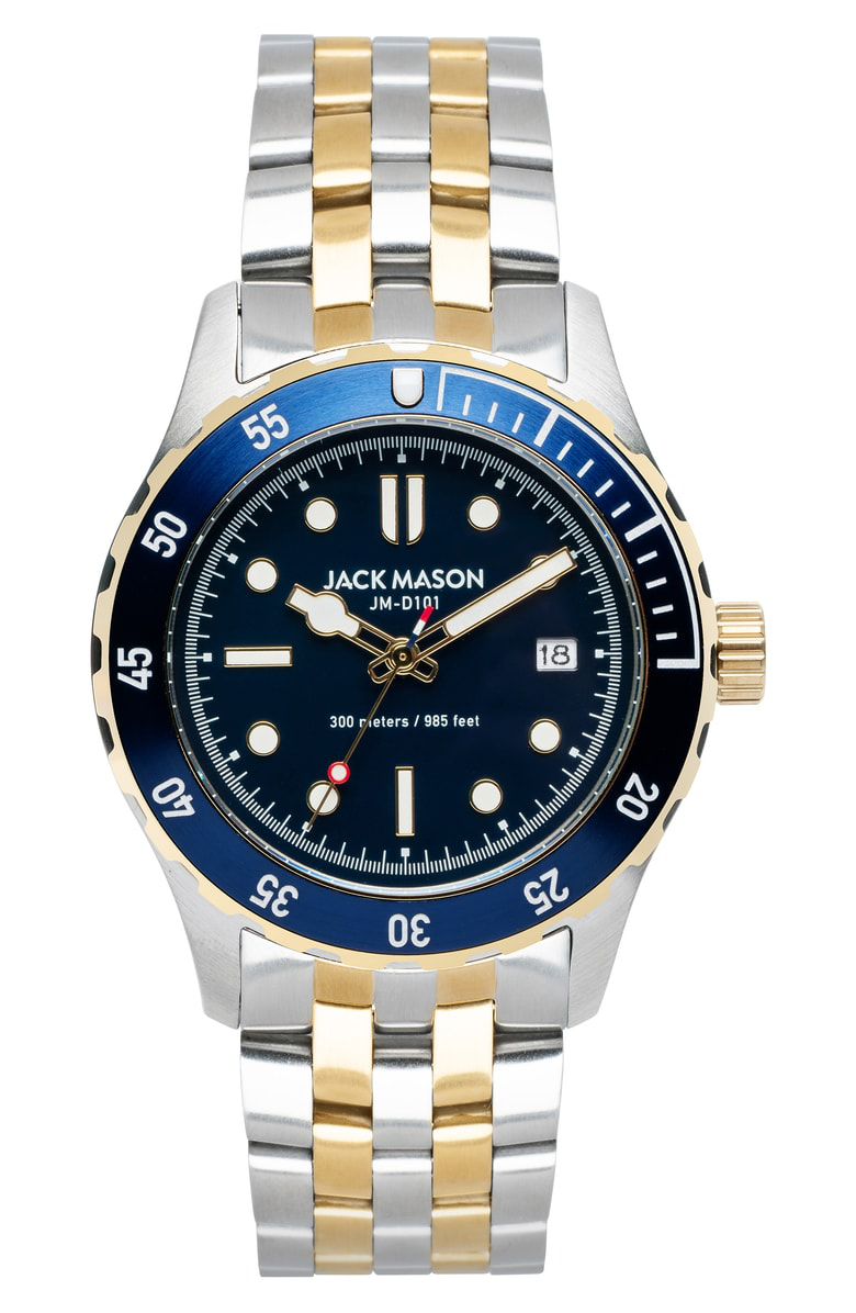 Jack Mason Diver Bracelet Watch, 42mm In Blue | ModeSens