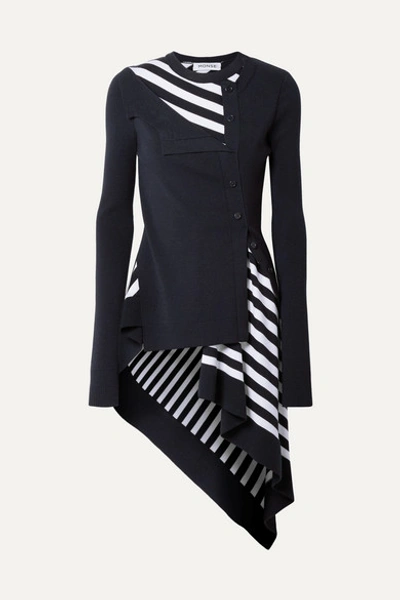 Monse Navy Striped Twisted Cardigan With Flare