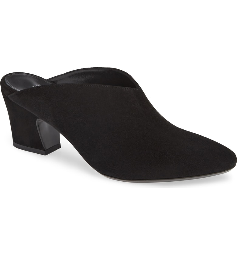 black mid heel mules