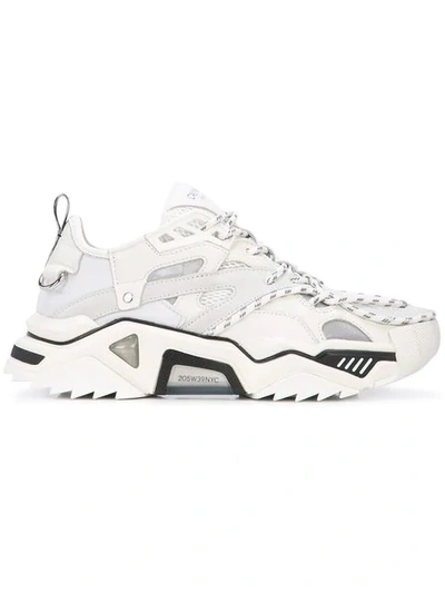 Calvin Klein Heavy Tread Athletic Leather Sneakers In White