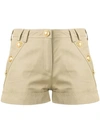 Balmain Button-embellished Cotton And Linen-blend Shorts In Beige