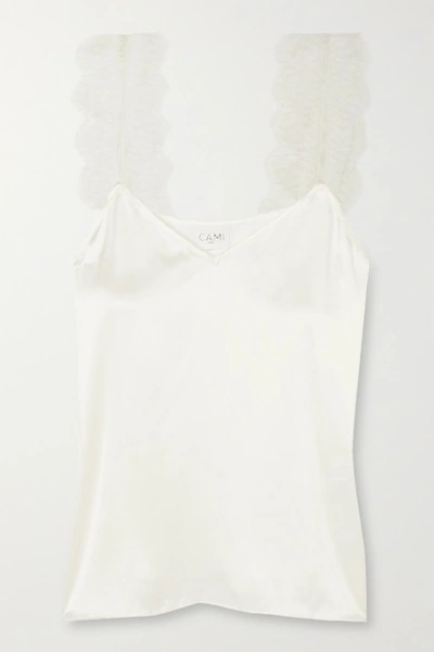Cami Nyc The Chelsea Lace-trimmed Silk-charmeuse Camisole In White