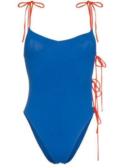 Ack Tintarella Side Tie Swimsuit In Blue