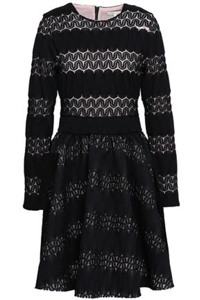 Maje Relane Flared Crocheted Mini Dress In Black