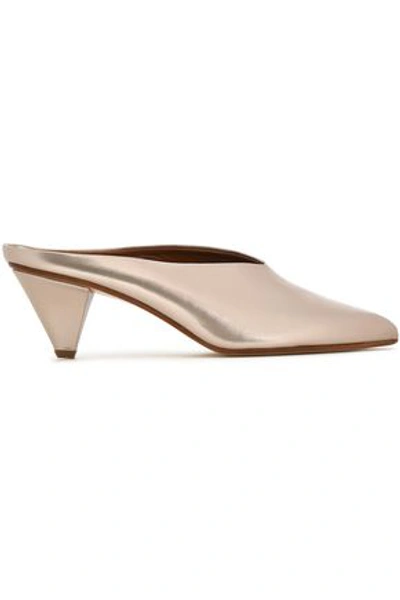 Atp Atelier Woman Metallic Leather Mules Silver