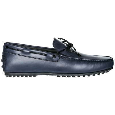 Tod's Men's Leather Loafers Moccasins  Gommino In Blue