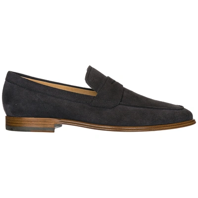 Tod's Men's Suede Loafers Moccasins In Blue
