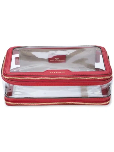 Anya Hindmarch In-flight Leather-trimmed Perspex Cosmetics Case In Red