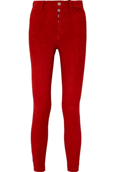 Ben Taverniti Unravel Project Suede Skinny Pants In Red