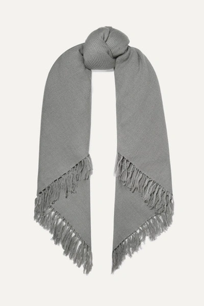 Isabel Marant Zila Fringed Cashmere And Wool-blend Scarf In Grey
