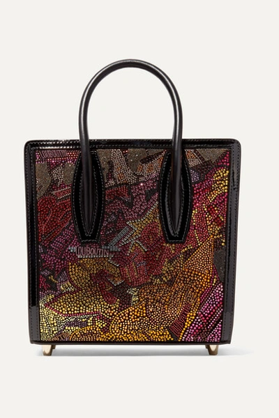 Christian Louboutin Paloma Small Embellished Printed Leather Tote In Metallic