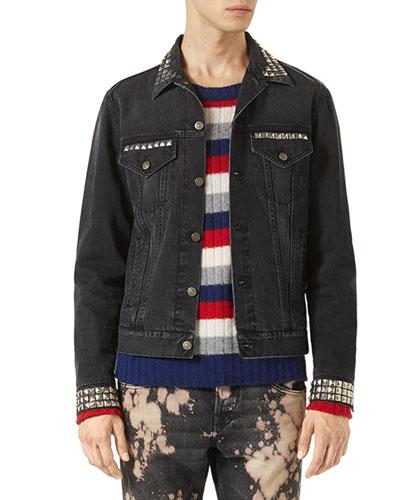 Nævne Blinke forbrug Gucci Denim Jacket W/embroideries, Black Stone Wash | ModeSens