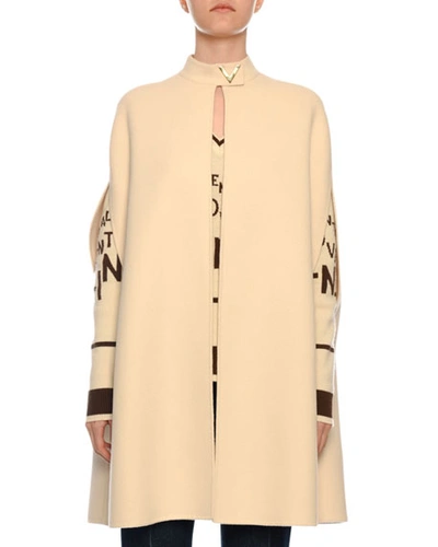 Valentino Open-front Angora Wool Cape In Ivory