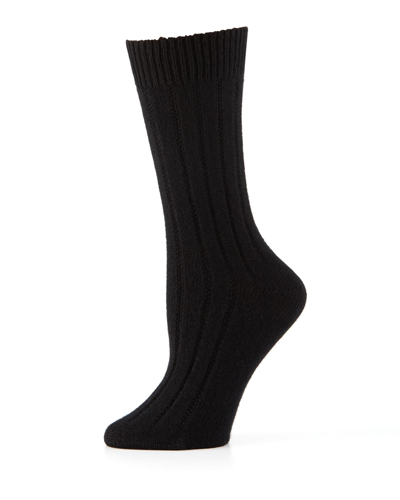 Neiman Marcus Cashmere Ribbed Socks In Black