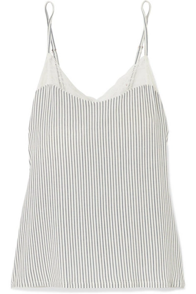 Eberjey The Dreamer Lace-trimmed Striped Stretch-modal Camisole In Multi Ivory
