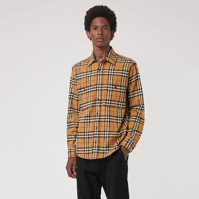 Burberry Hemd Aus Baumwollflanell Mit Vintage Check-muster In Antique  Yellow | ModeSens