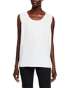 Caroline Rose Crepe Suzette Longer Tank With Side Slits In White