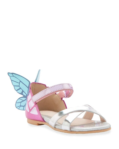 Sophia Webster Chiara Mirrored Leather Butterfly Sandals, Toddler In Gray