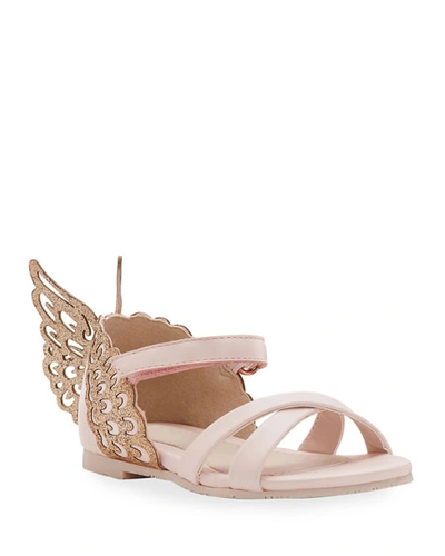 Sophia Webster Evangeline Glittered Butterfly-wing Leather Sandals, Toddler In Pink