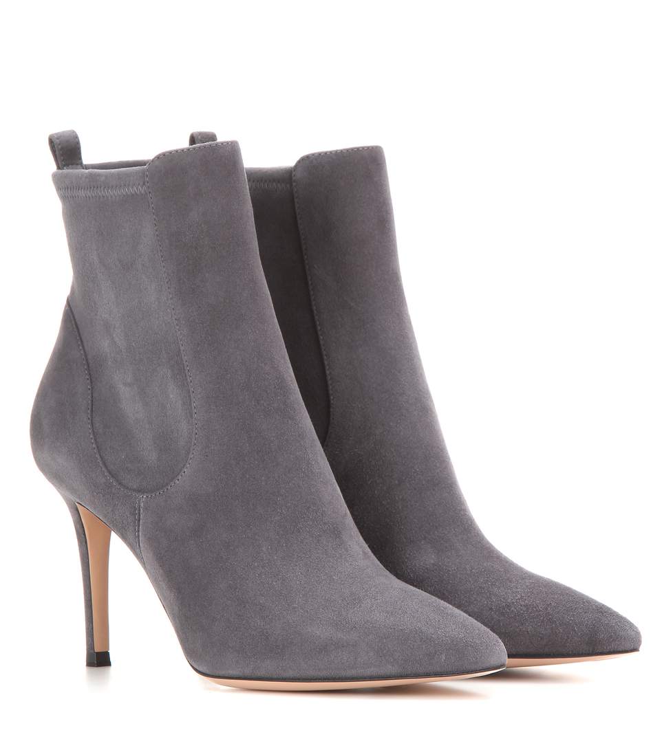 Gianvito Rossi Bennett Mid Suede Ankle Boots In Lapis | ModeSens