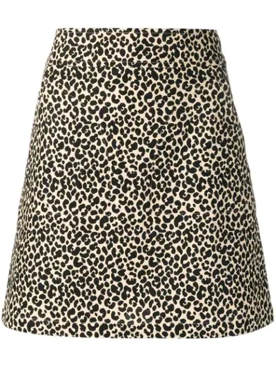 Apc Shanya Leopard-print Mini Skirt In Beige|beige