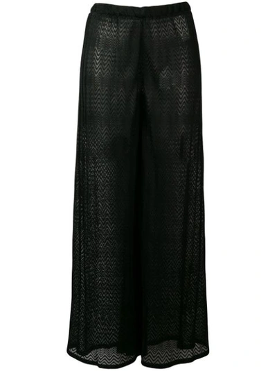 Missoni Zigzag Crochet-knit Wide-leg Trousers In Black